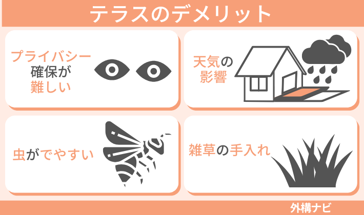 テラスのデメリット