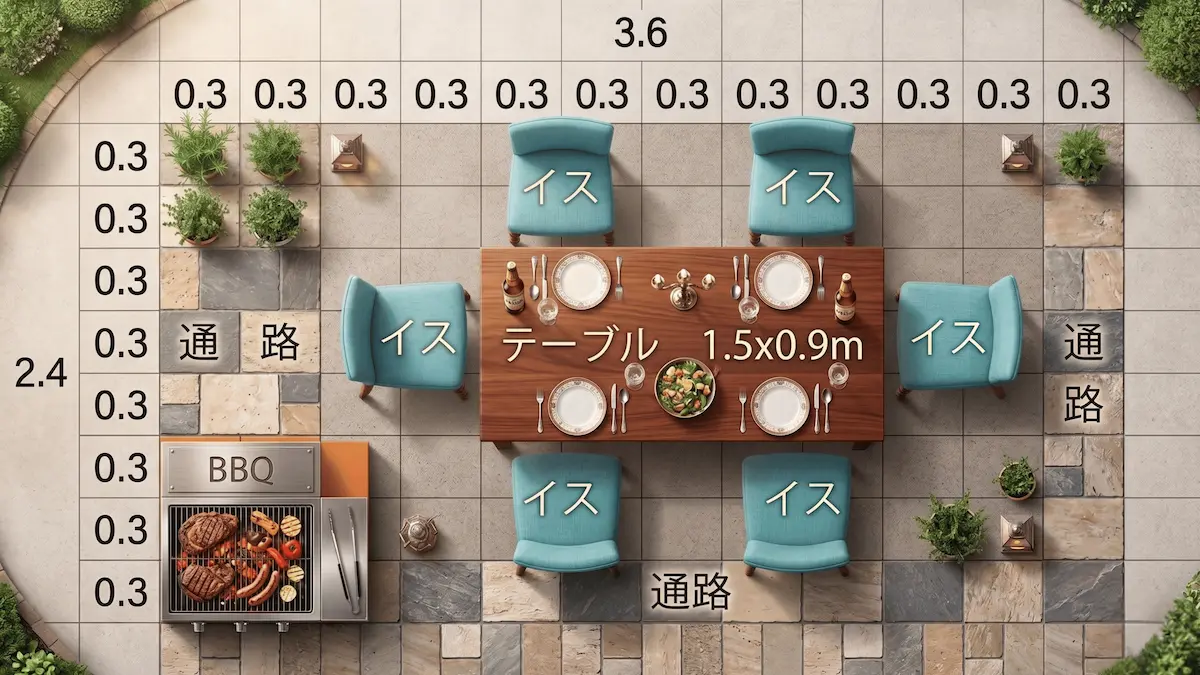 バーベキューにおすすめなタイルデッキのサイズ